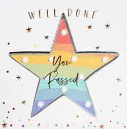 Rainbow Star You Passed Well Done Card