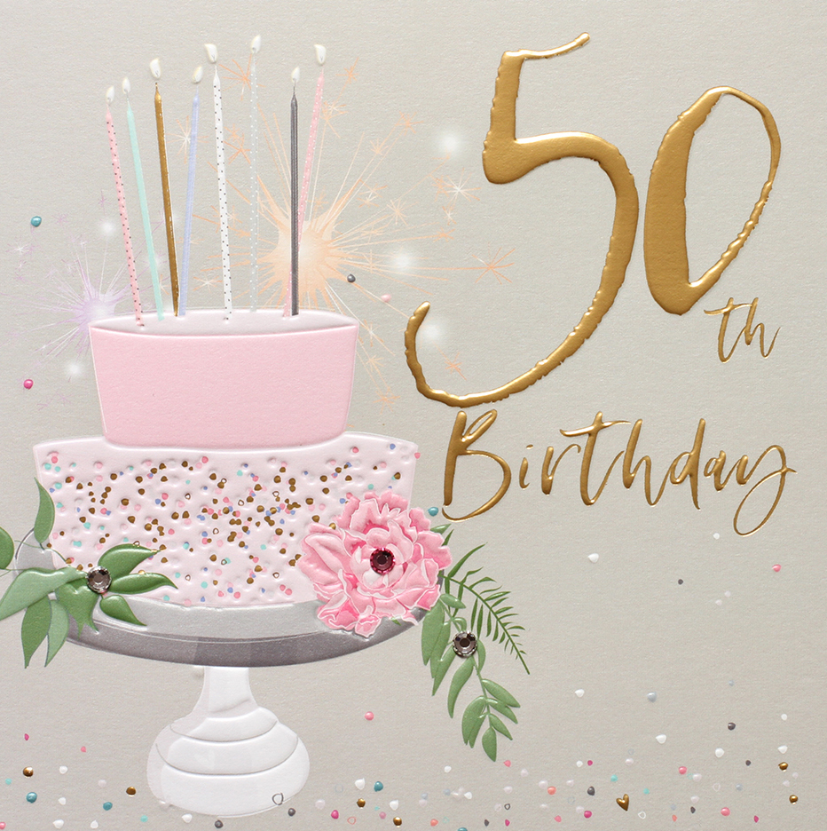 Sparkle Cake 50th Birthday Card