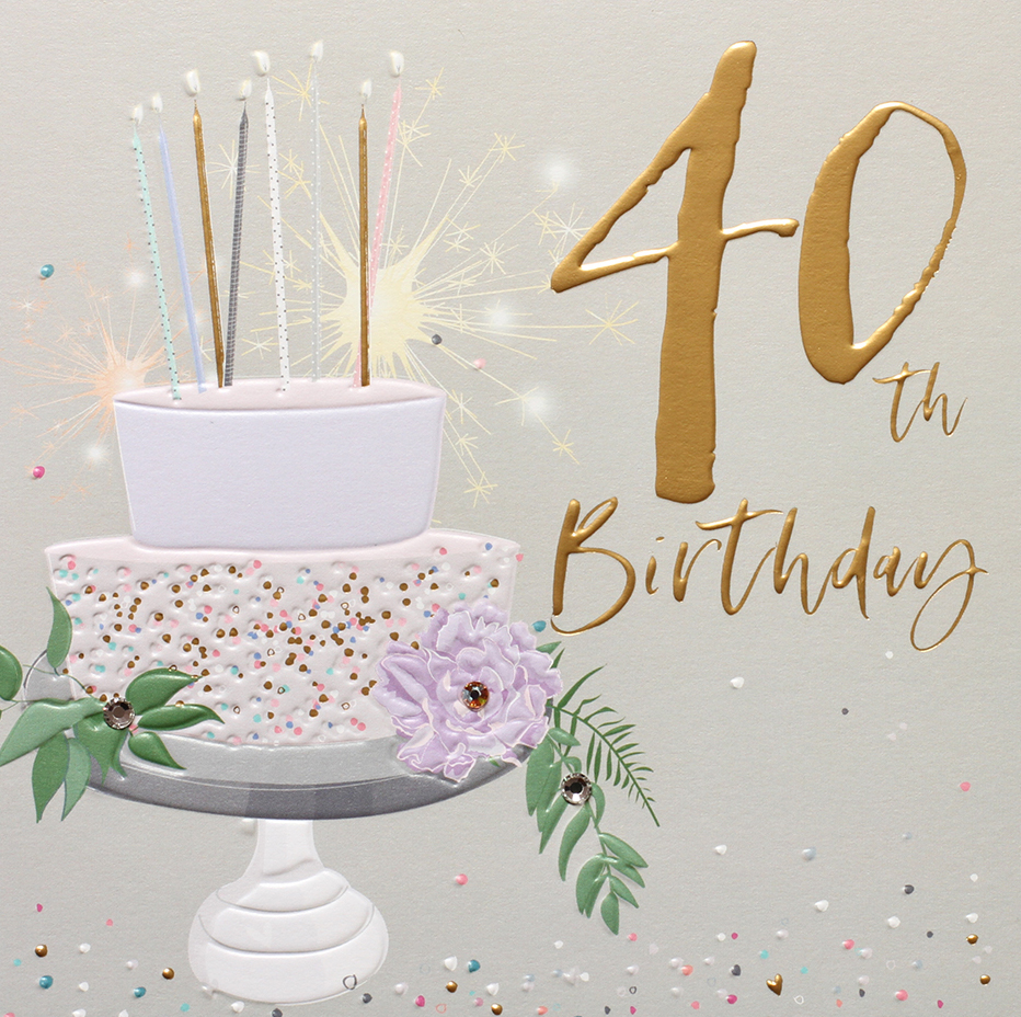 Sparkle Cake 40th Birthday Card
