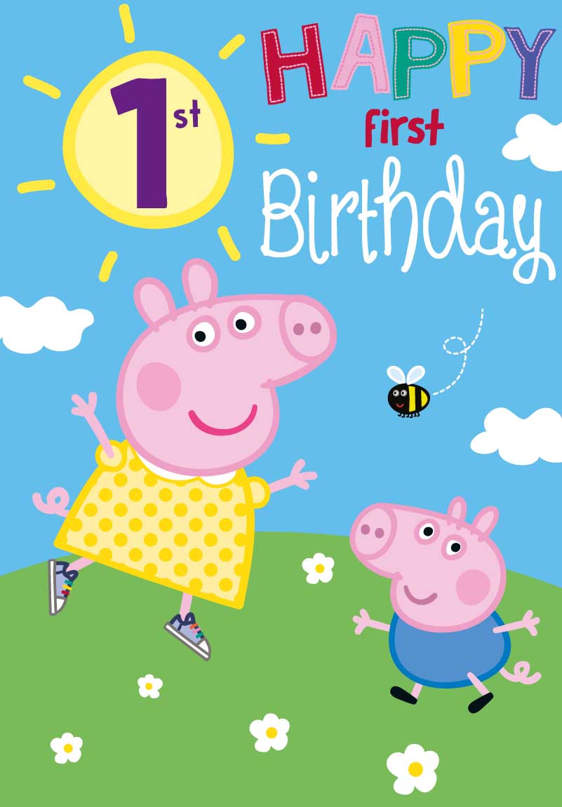 Peppa Pig 1st Birthday Card
