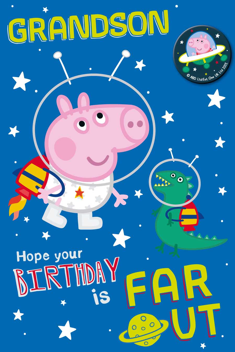 Peppa Pig Grandson Birthday Card