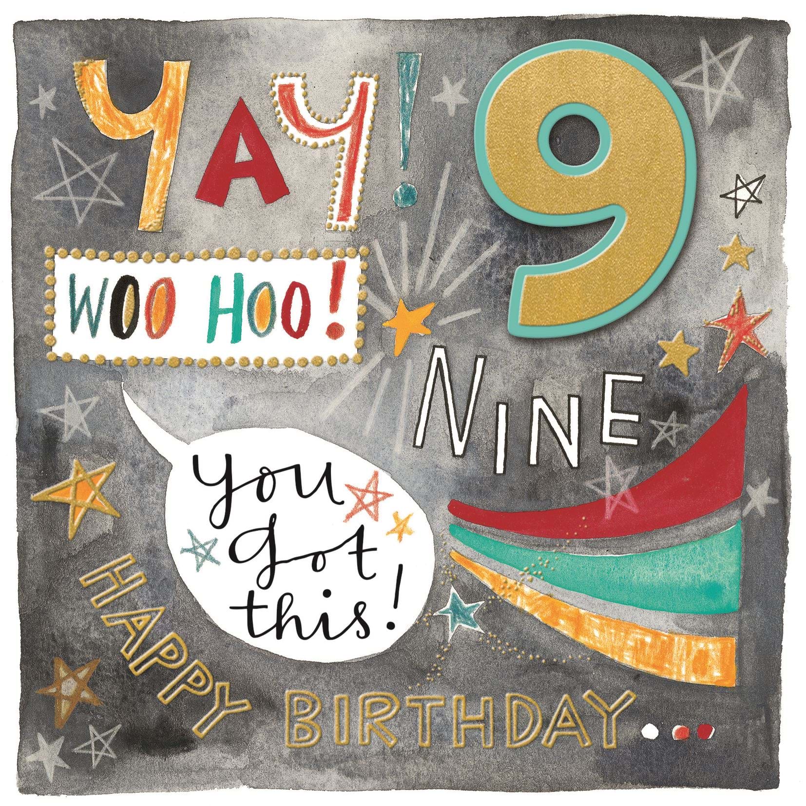 Woohoo 9th Birthday Card