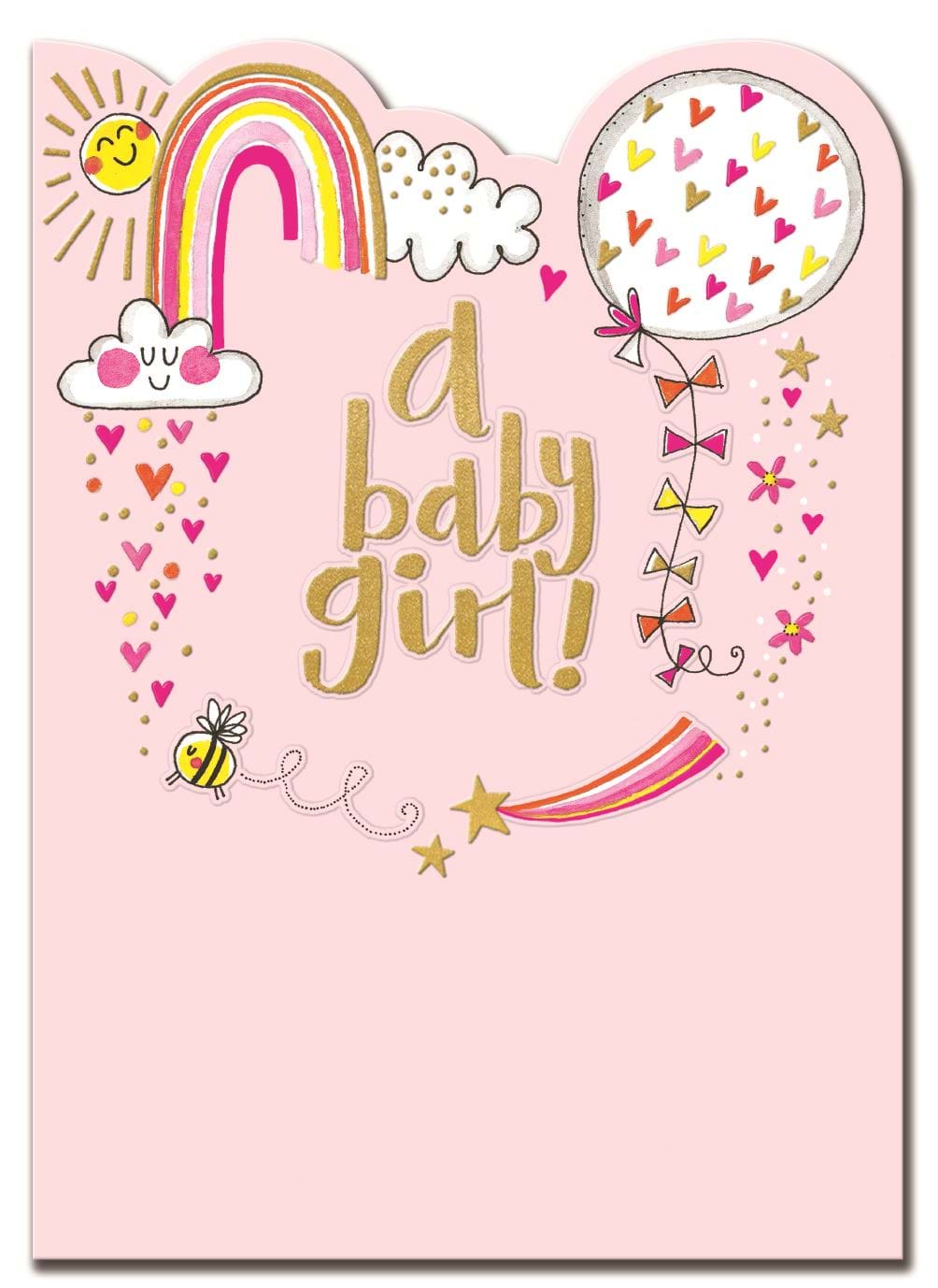 Sunshine and Rainbows New Baby Girl Card