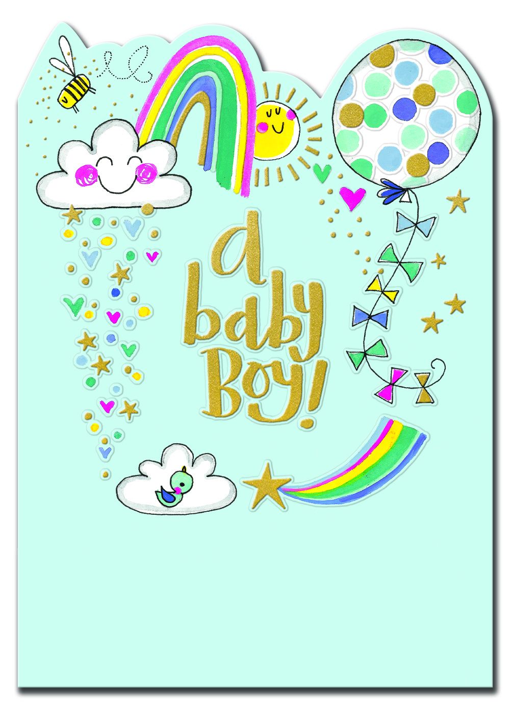 Sunshine and Rainbows New Baby Boy Card
