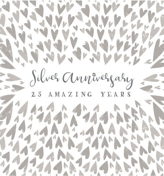 Silver Hearts 25th Anniversary Card