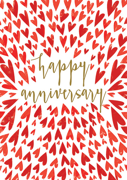 Red Hearts Anniversary Card