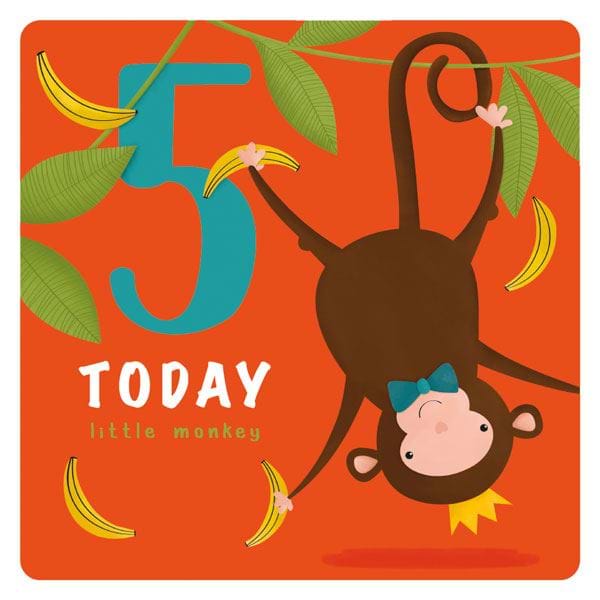 Monkey 5th Birthday Card