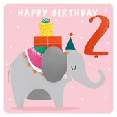Elephant 2nd Birthday Card