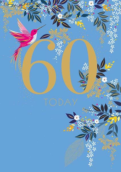 Birds and Flowers 60th Birthday Card