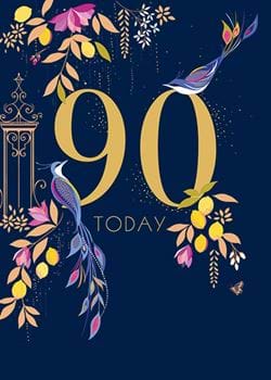 Birds and Flowers 90th Birthday Card