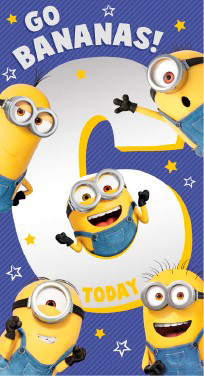 Minions 6th Birthday Card
