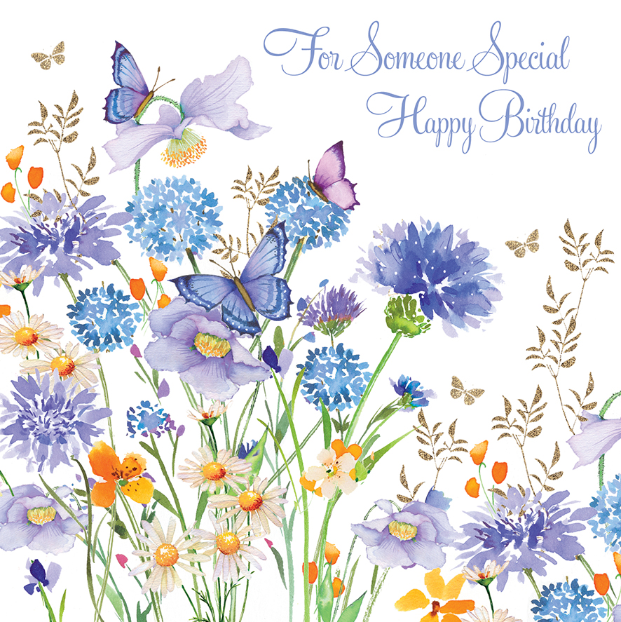Butterflies and Flowers Birthday Card