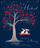 Bunny Tree Husband Anniversary Card