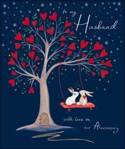 Bunny Tree Husband Anniversary Card