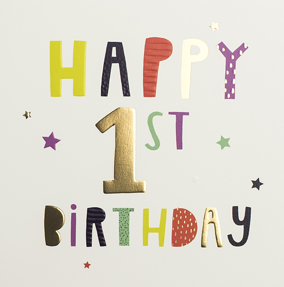 Colourful 1st Birthday Card