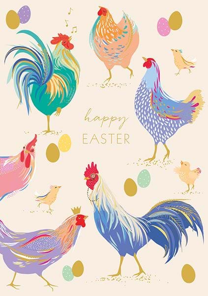 Colourful Hens Easter Card