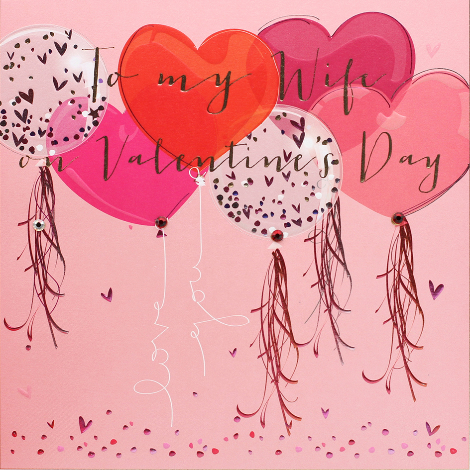 Balloons Wife Extra Large Valentines Day Card