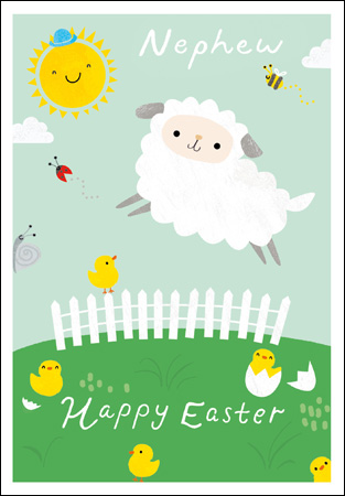 Sheep and Chicks Nephew Easter Card