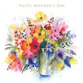 Watercolour Vase of Flowers Mothers Day Card