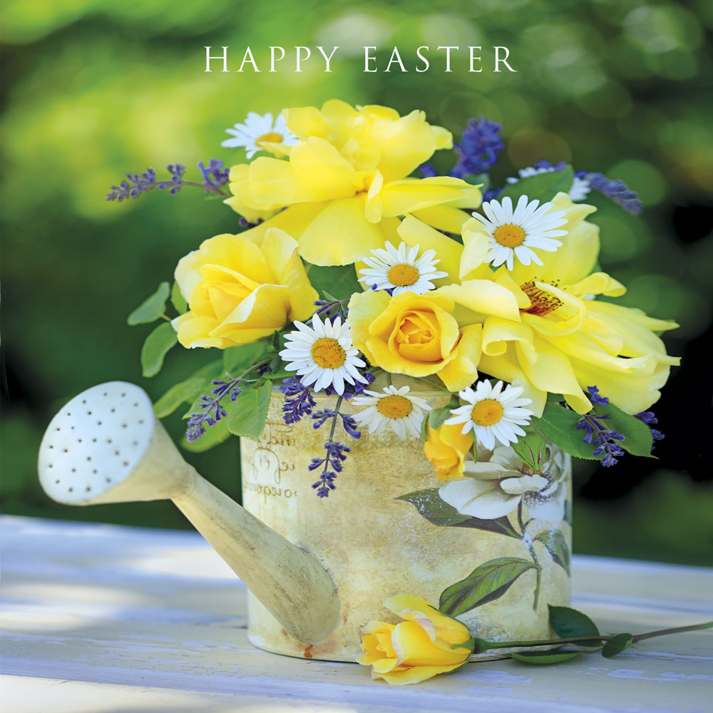 Watering Can Flowers Easter Card Pack (5)
