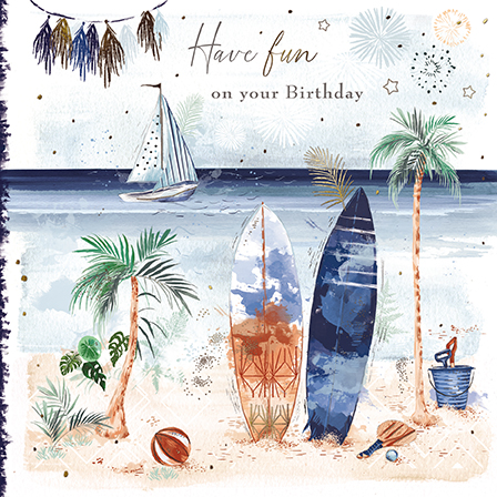 Surfing Birthday Card