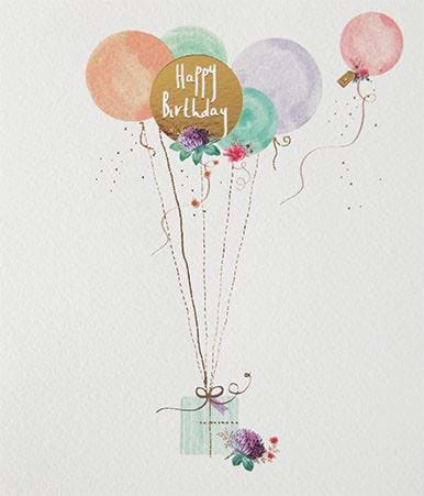 Balloons Tied to Present Birthday Card