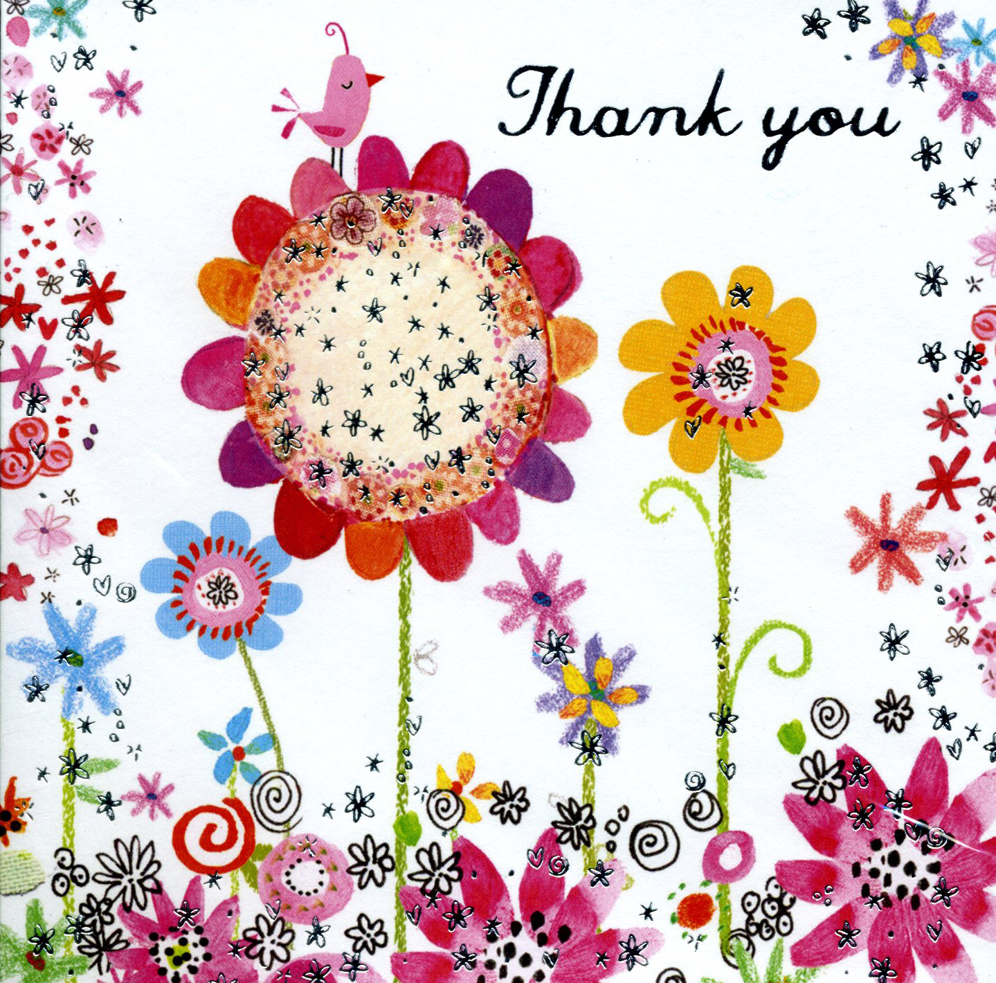 Pretty Floral Thank you Card Pack (8)