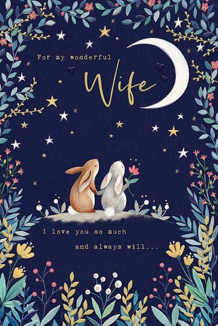 Bunnies by Moonlight Wife Birthday Card