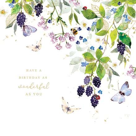 Blackberries and Butterflies Birthday Card