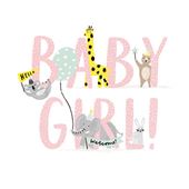 Animals in Party Hats New Baby Girl Card