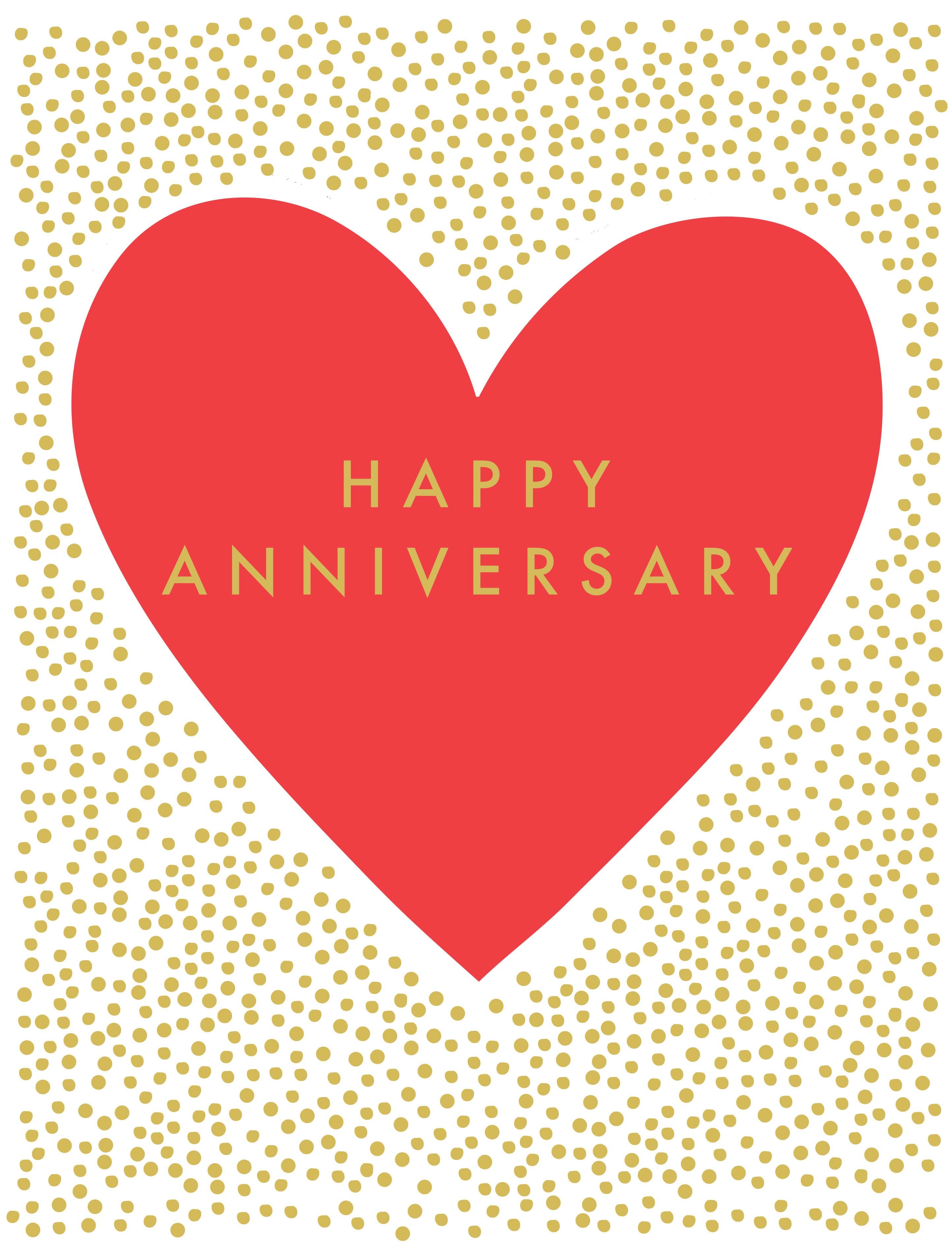 Heart and Gold Dots Anniversary Card