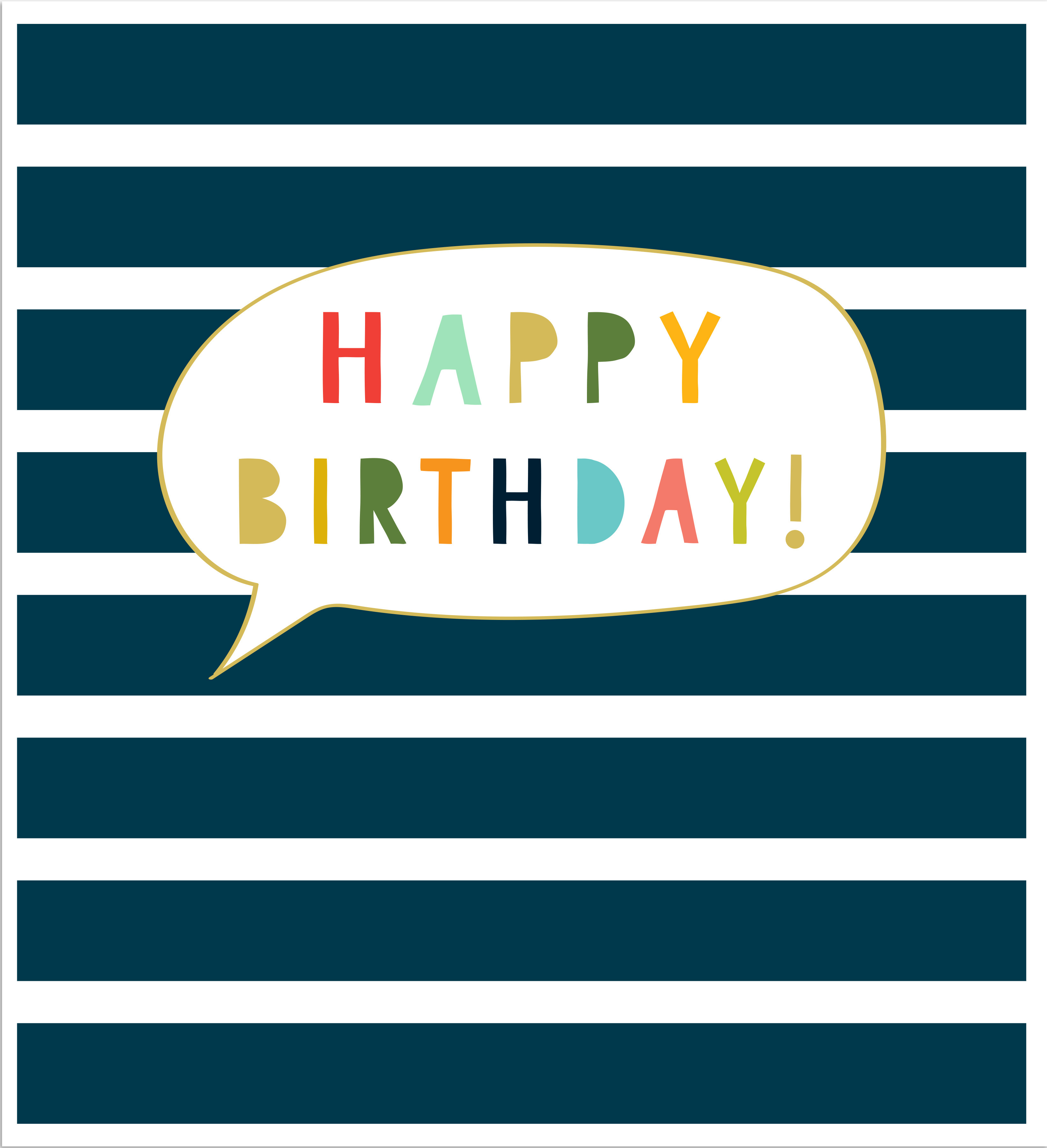 Blue Stripes Birthday Card