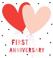 Heart Balloons First Anniversary Card