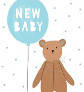 Blue Bear New Baby Card