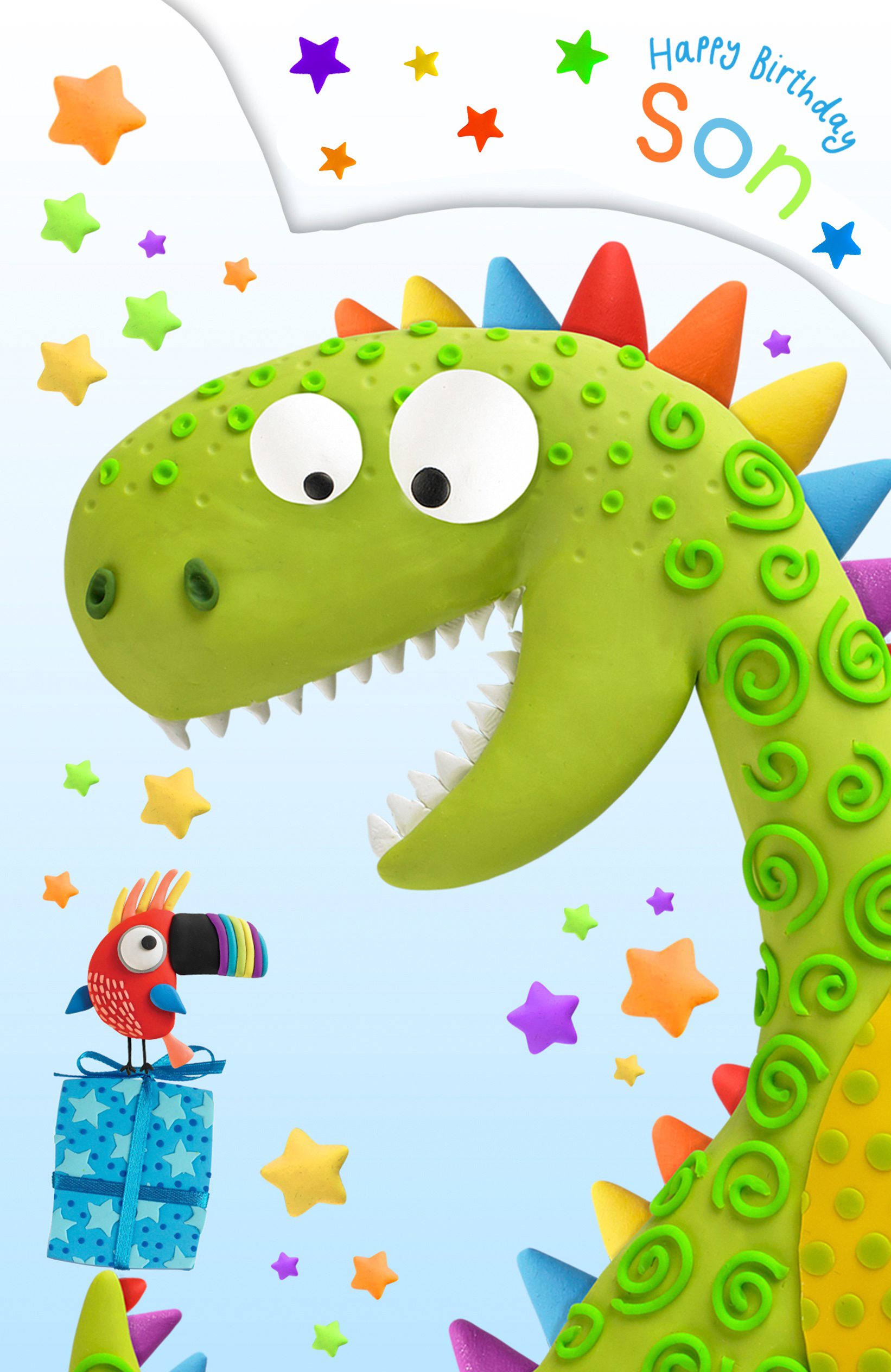 Green Dinosaur Son Birthday Card