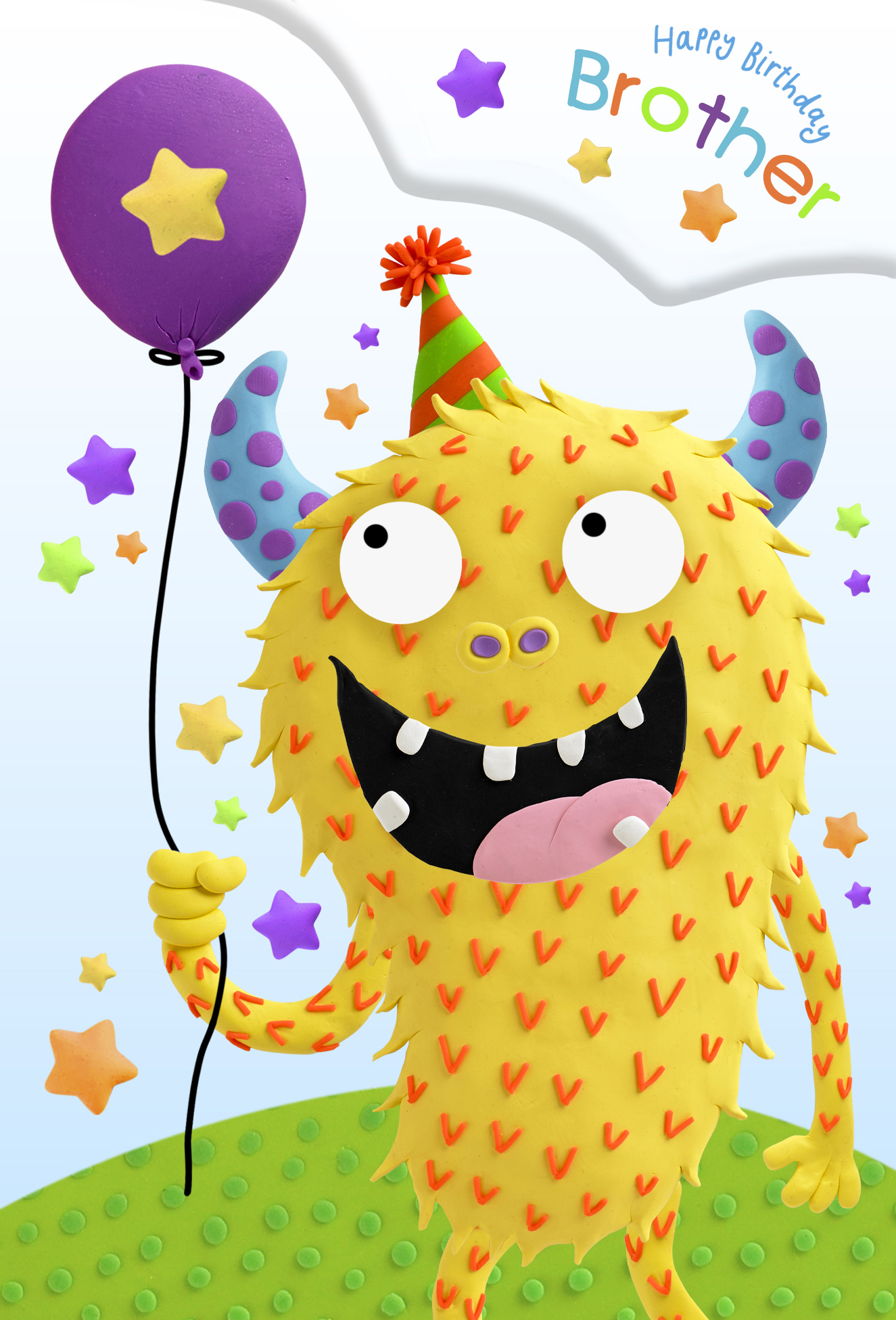 Yellow Monster Brother Birthday Card