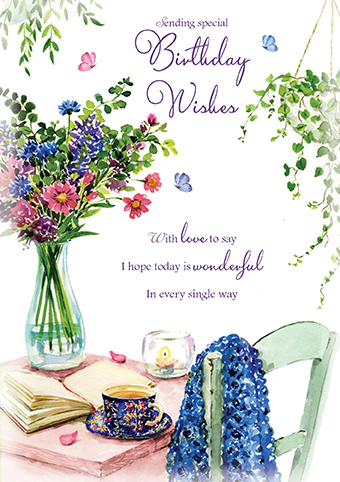 Tea and a Good Book Birthday Card