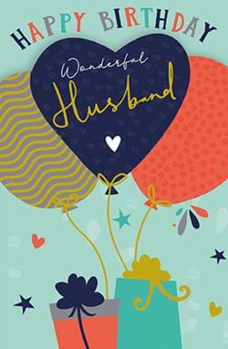 Heart Balloon Husband Birthday Card