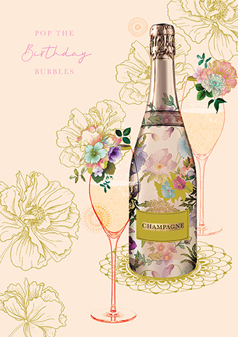 Champagne Bubbles Birthday Card