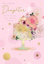 Floral Cake Daughter Birthday Card
