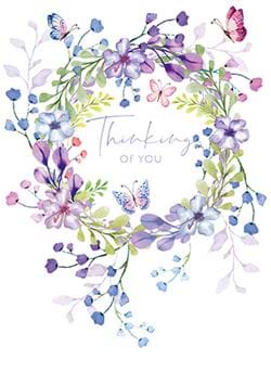 Floral Wreath Thinking of You Card