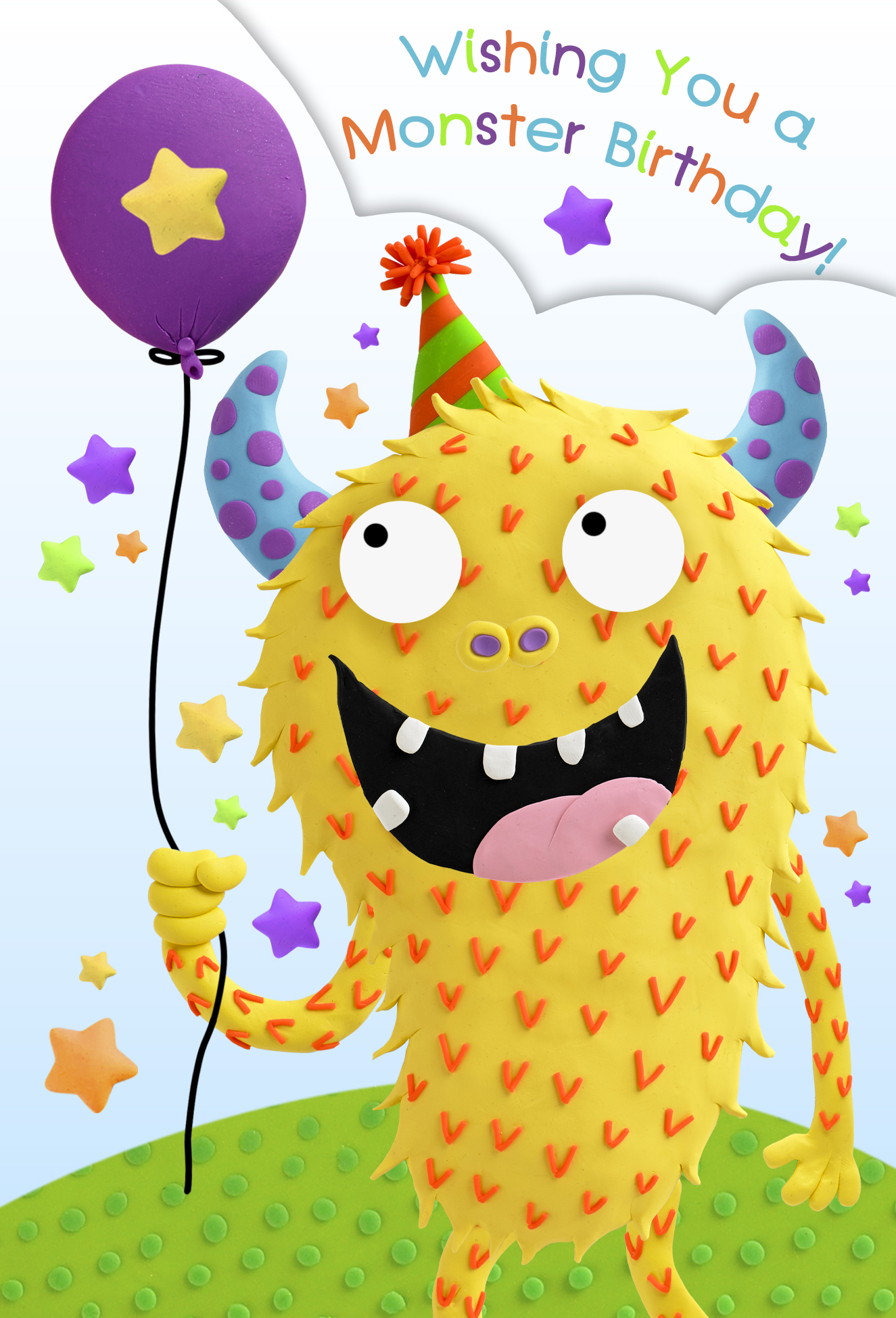 Yellow Monster Birthday Card