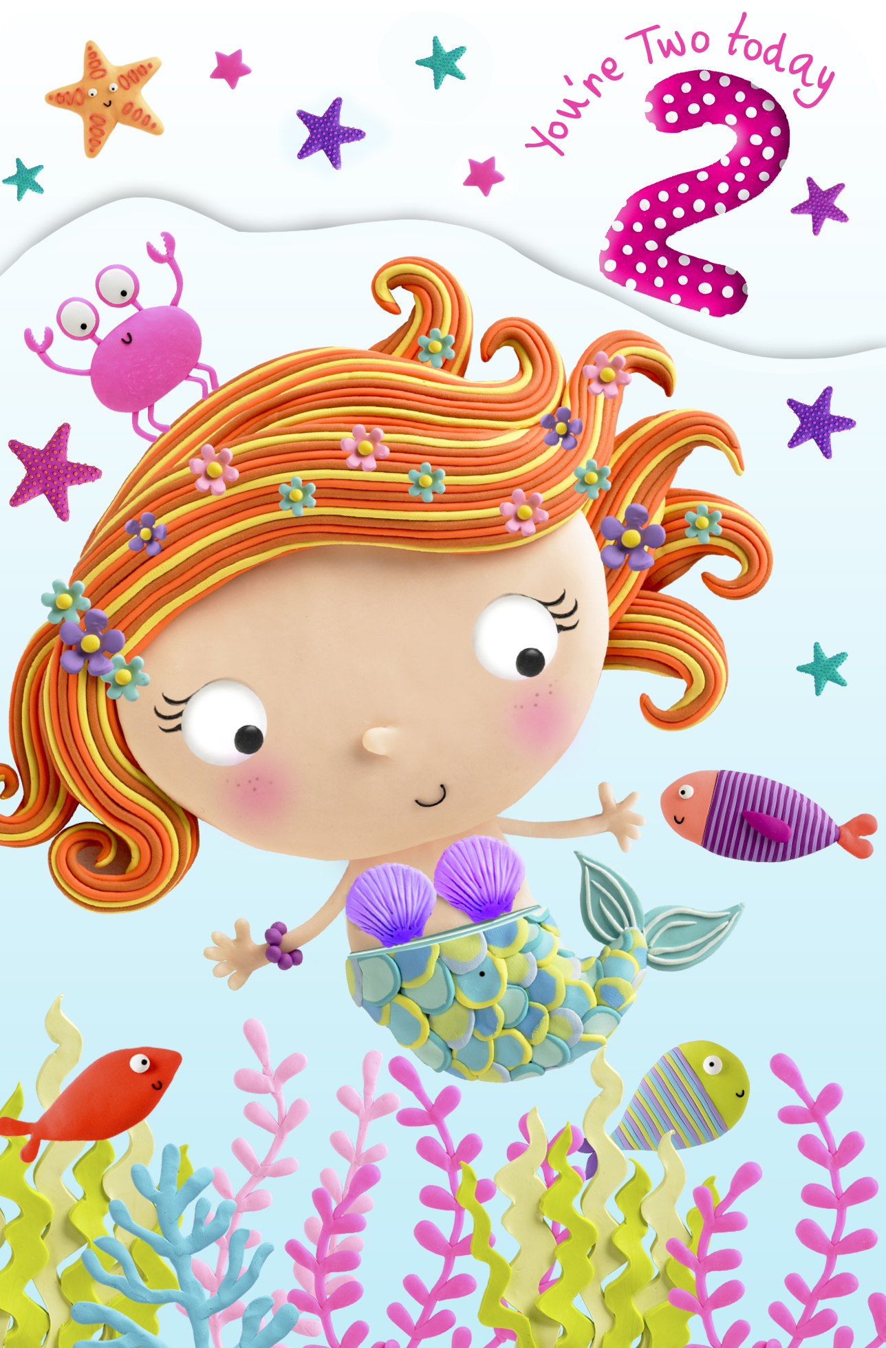 Mermaid 2nd Birthday Card