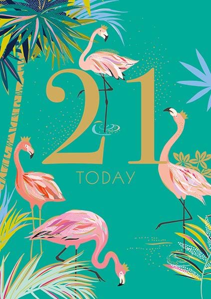 Flamingos 21st Birthday Card