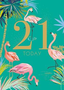 Flamingos 21st Birthday Card