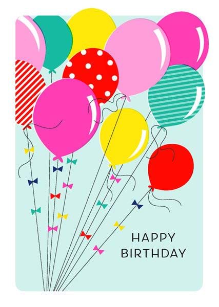 Neon Balloons Birthday Card