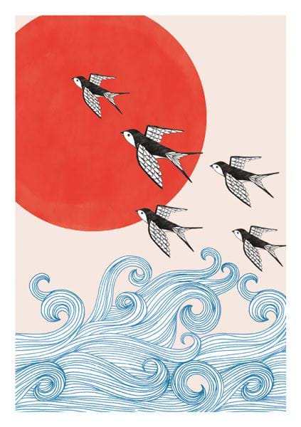 Birds and Waves Greeting Card