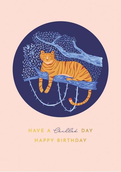 Tiger in a Tree Birthday Card