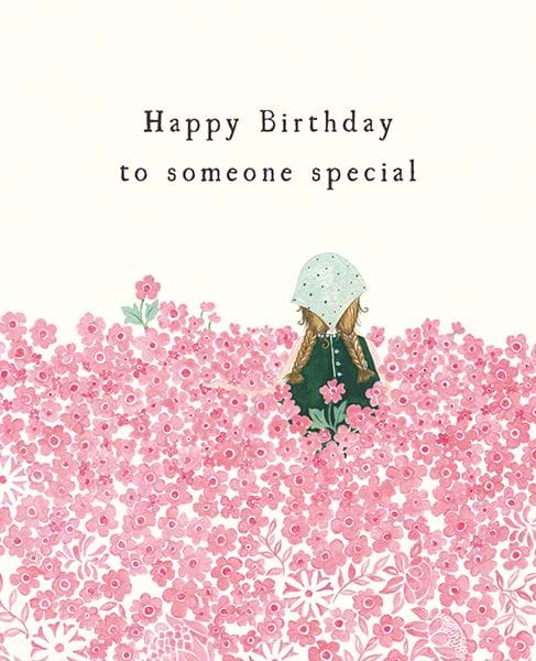 Pink Flowers Birthday Card