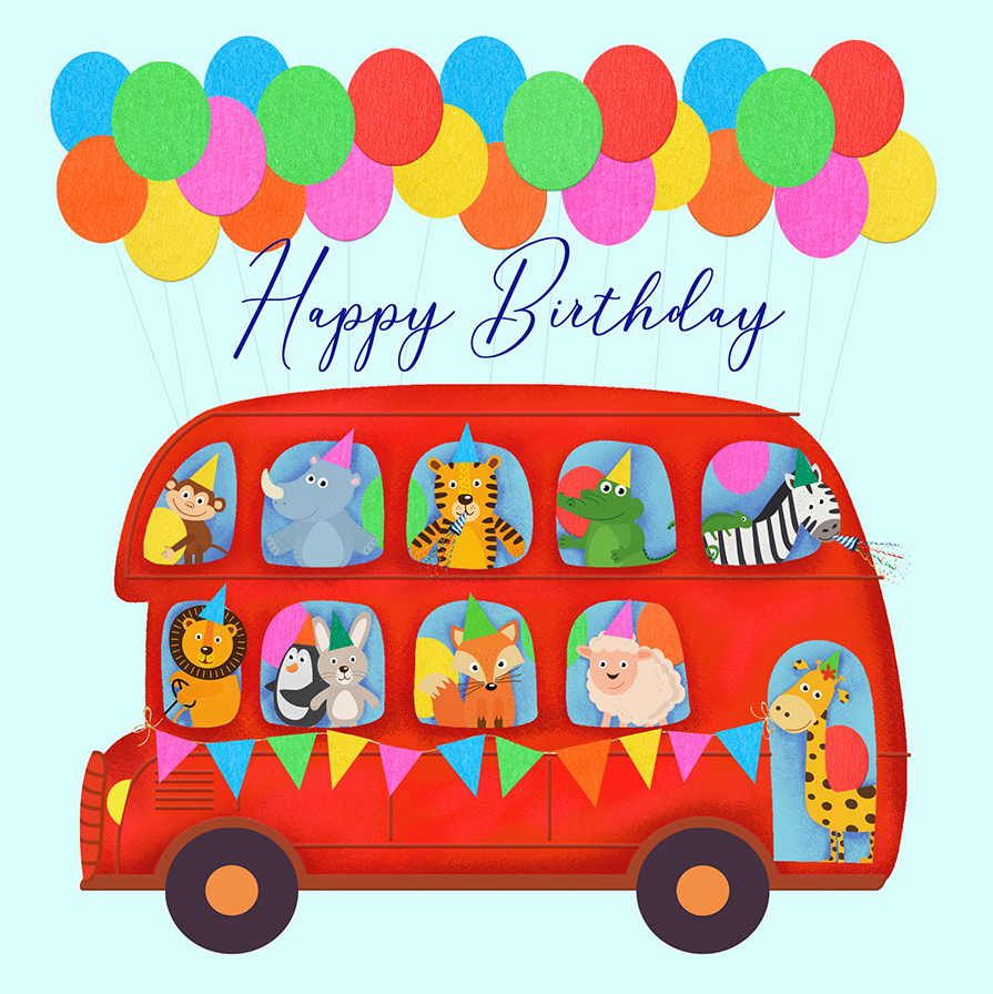 Party Bus Birthday Card